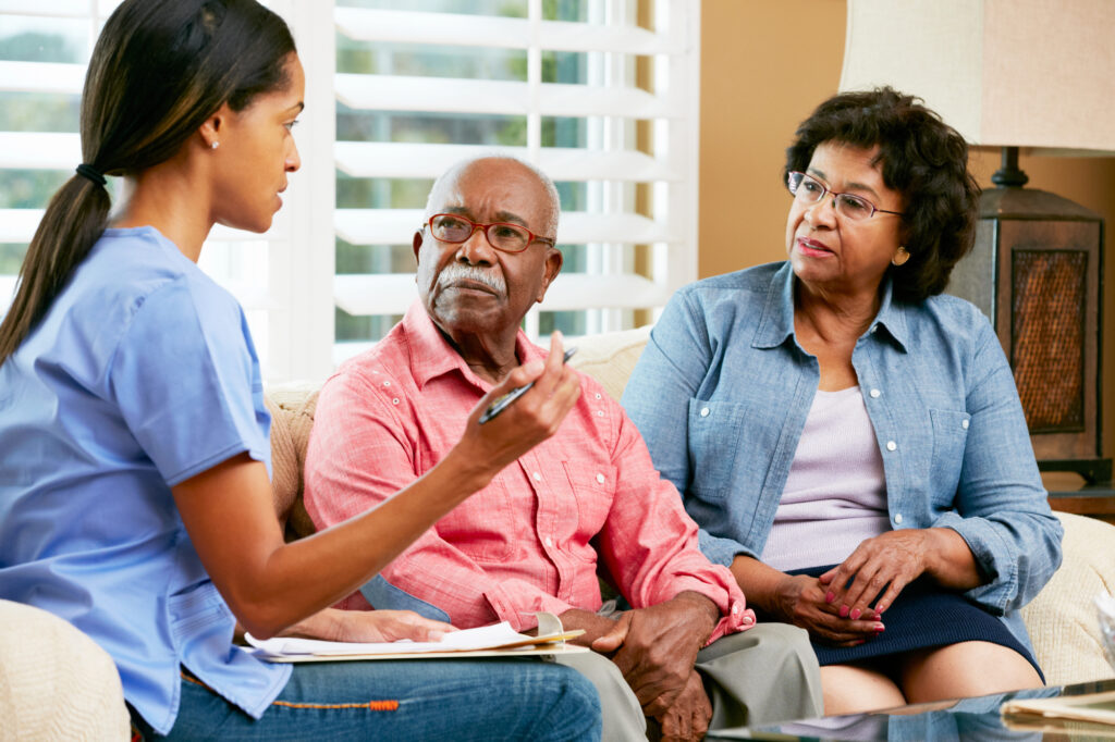 discussing assisted living options for aging parents